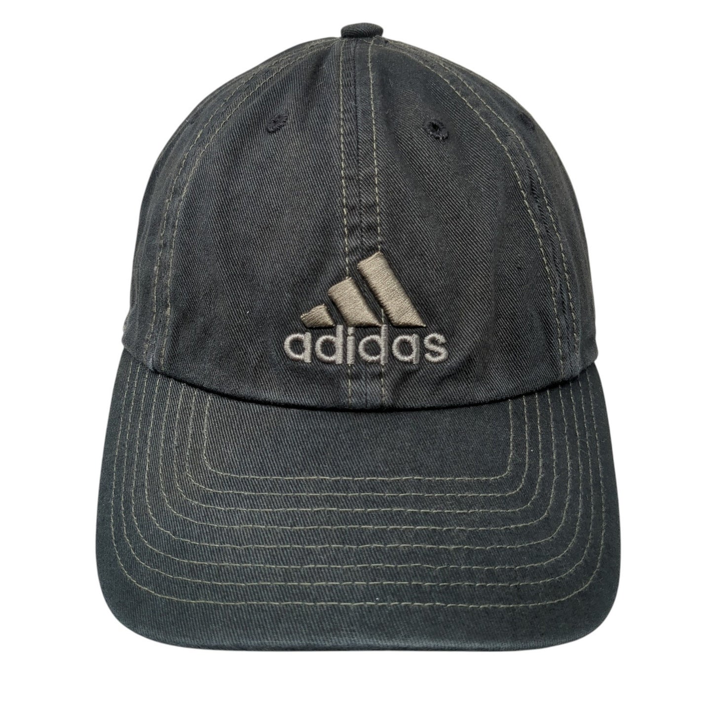 Adidas Slideback Hat Black Embroidered Logo 100% Cotton One Size Adjustable
