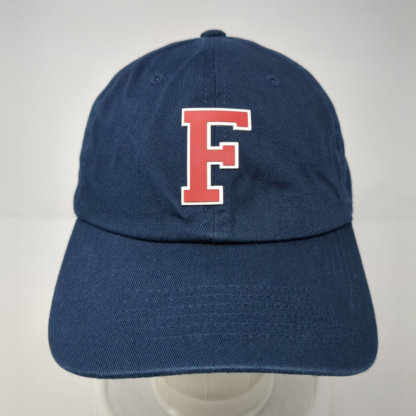 Letter F Slideback Hat Blue One Size Adjustable Vented Holes 6 Panel Cotton