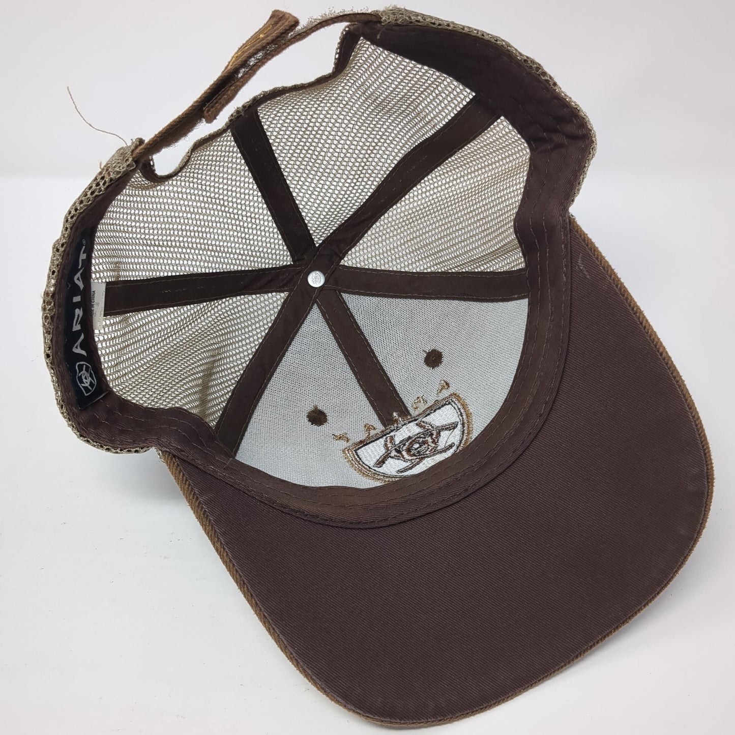 Ariat Strapback Trucker Hat Brown One Size Adjustable Mesh Back 6 Panel