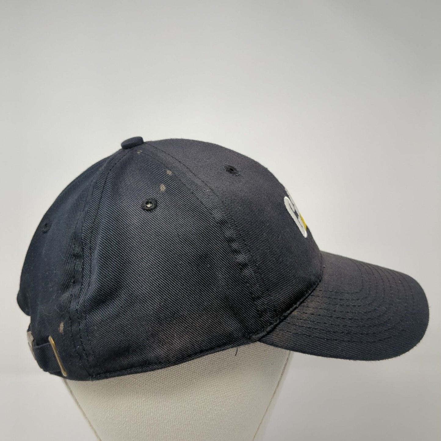 CAT Slideback Hat Black One Size Adjustable Embroidered Vented Holes 6 Panel