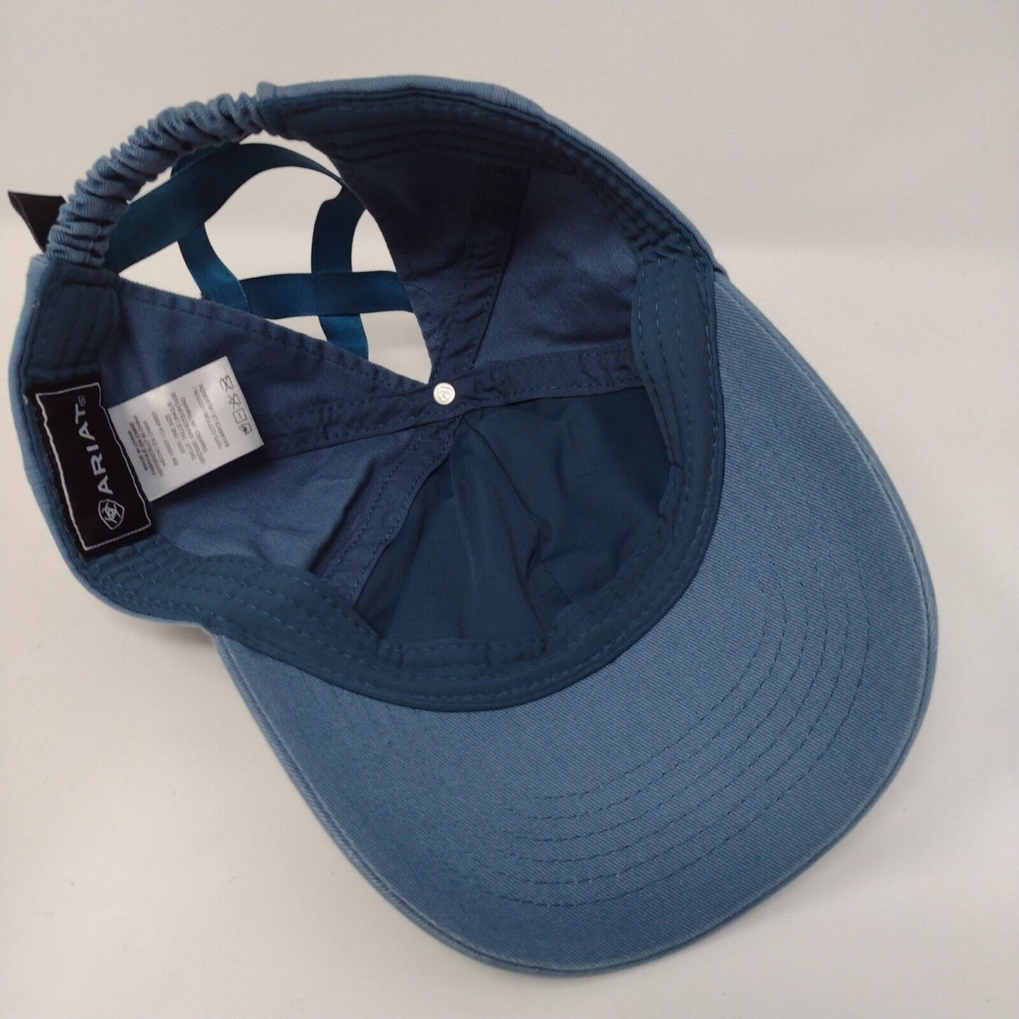 Ariat Criss Cross Strapback Hat Blue OSFA Embroidered Stretch 6 Panel Cotton