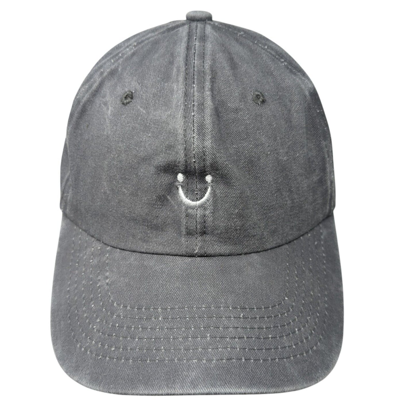 Smiley Face Slideback Hat Gray One Size Adjustable Solid 6 Panel