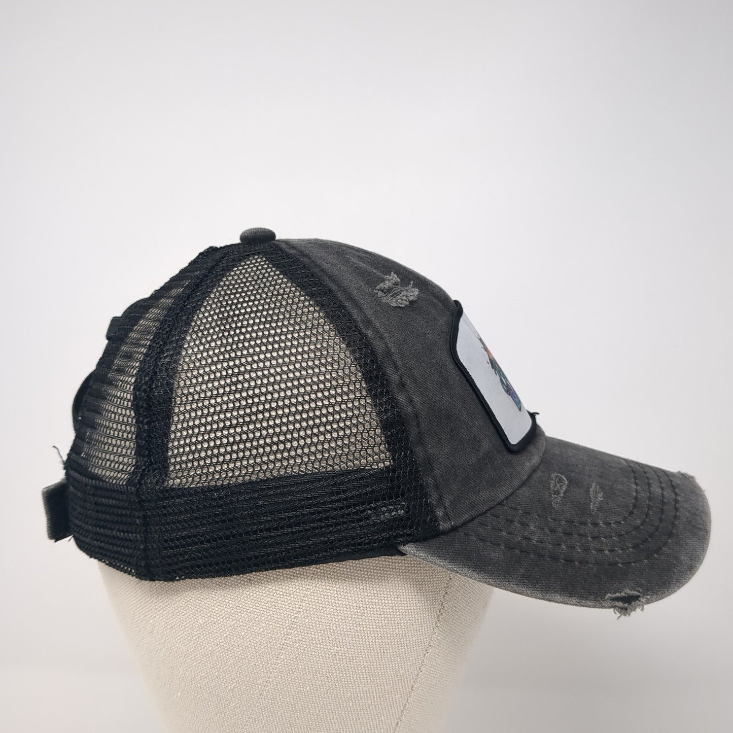 Bass Babes Strapback Trucker Hat Gray One Size Mesh Back Ponytail