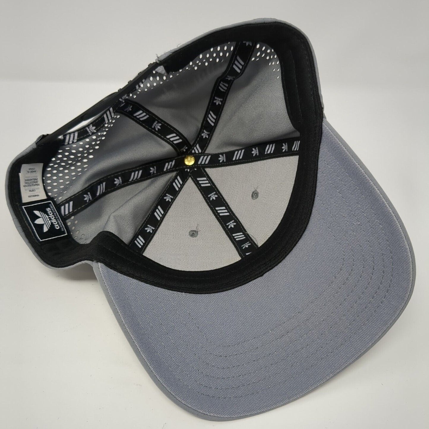 Adidas Trefoil Snapback Hat Gray One Size Solid Adjustable Perforated