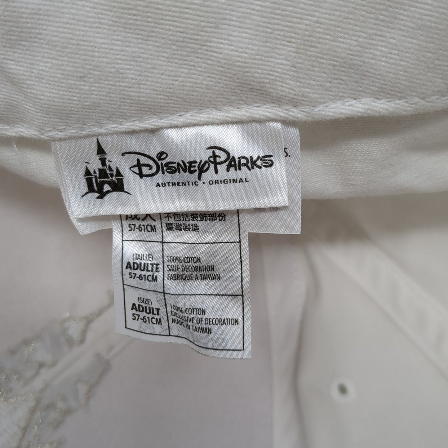 Disney Parks Castle Slideback Hat White One Size Adjustable Rhinestone
