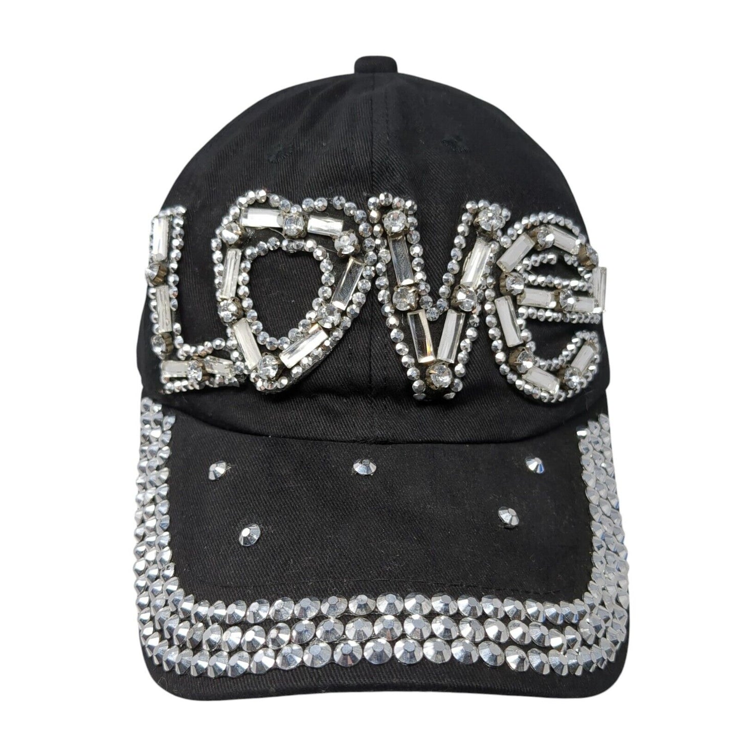 Love Slideback Hat Black One Size Adjustable Bling Embellished 6 Panel
