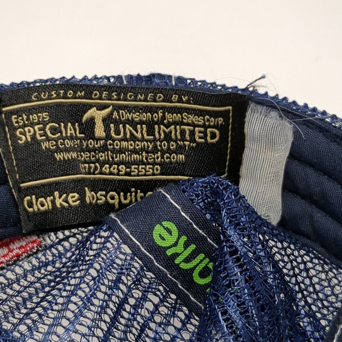 Clarke Strapback Trucker Hat Blue OSFA Adjustable 6 Panel Patriotic Mesh Back