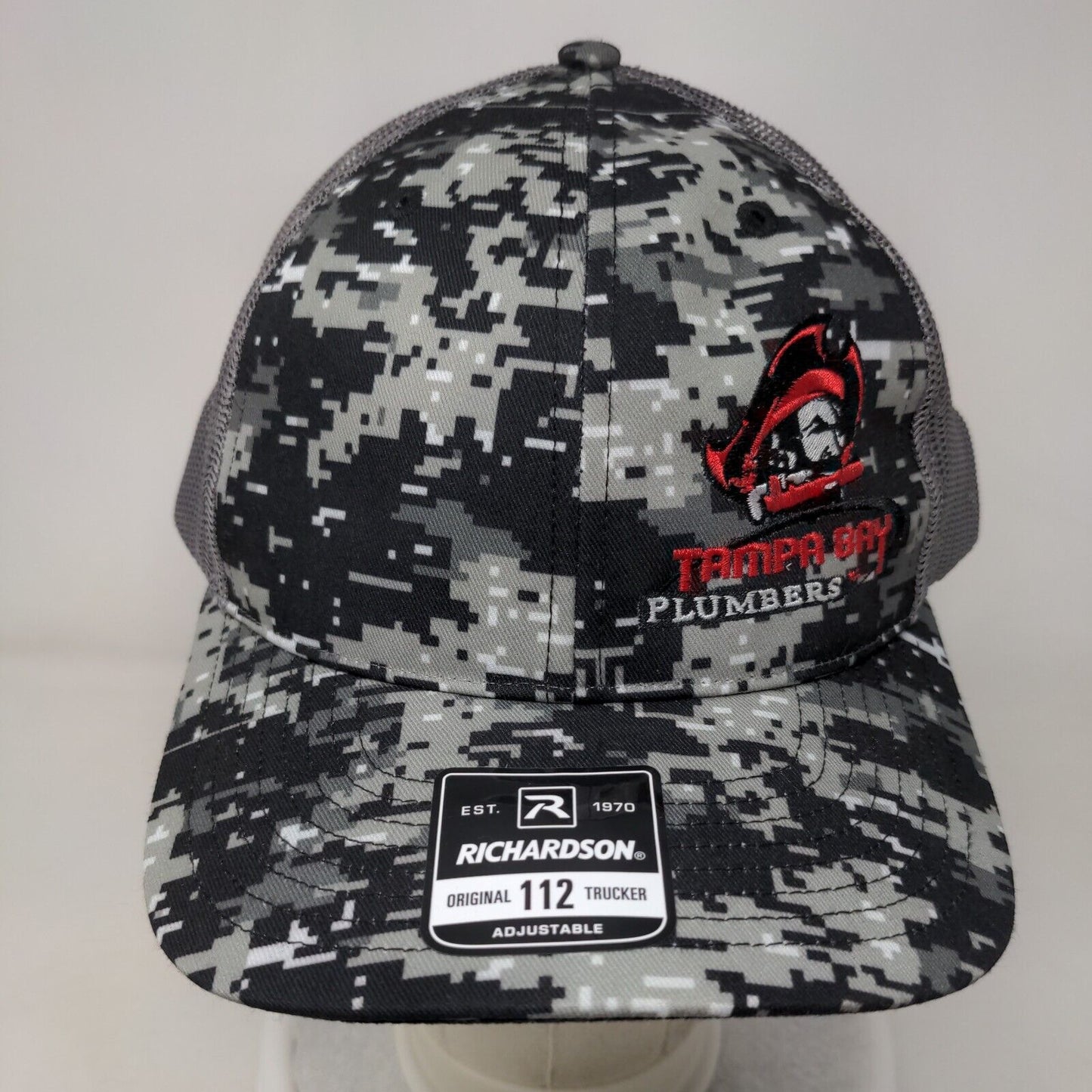 Tampa Bay Plumbers Snapback Mesh Back Trucker Hat Black Digital Camo Adjustable