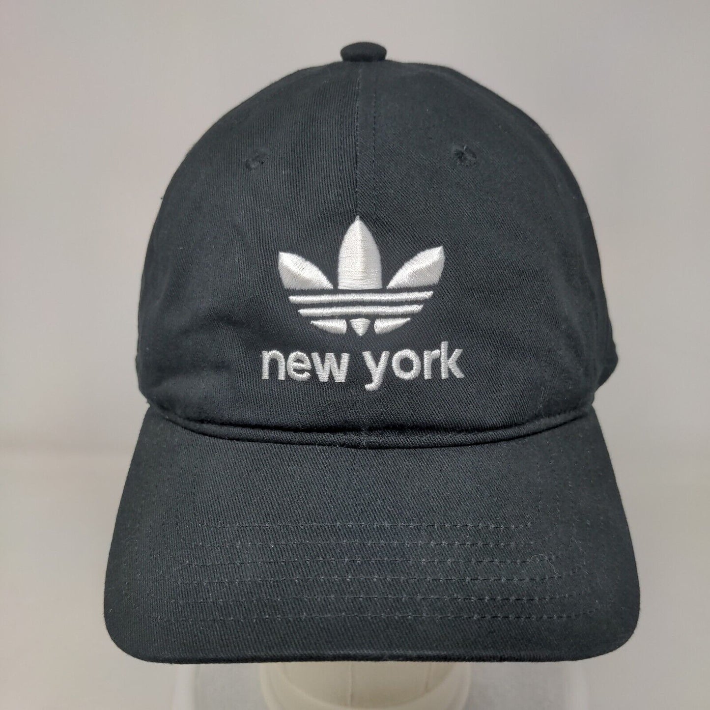 Adidas Trefoil New York Slideback Hat Black OSFM Embroidered 6 Panel
