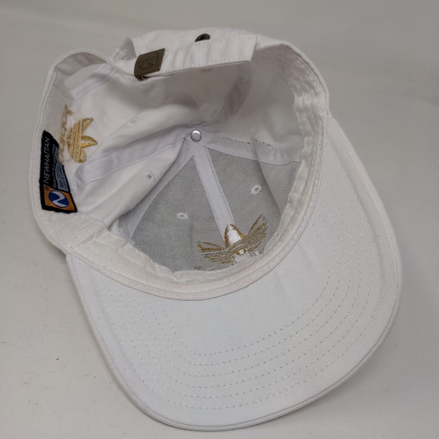 Adidas Gold Trefoil Slideback Hat White OSFM Embroidered Newhattan
