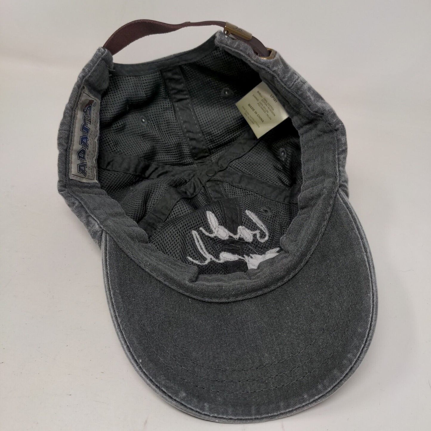 Bad Gyal Slideback Hat Gray One Size Embroidered Leather Strap Adams