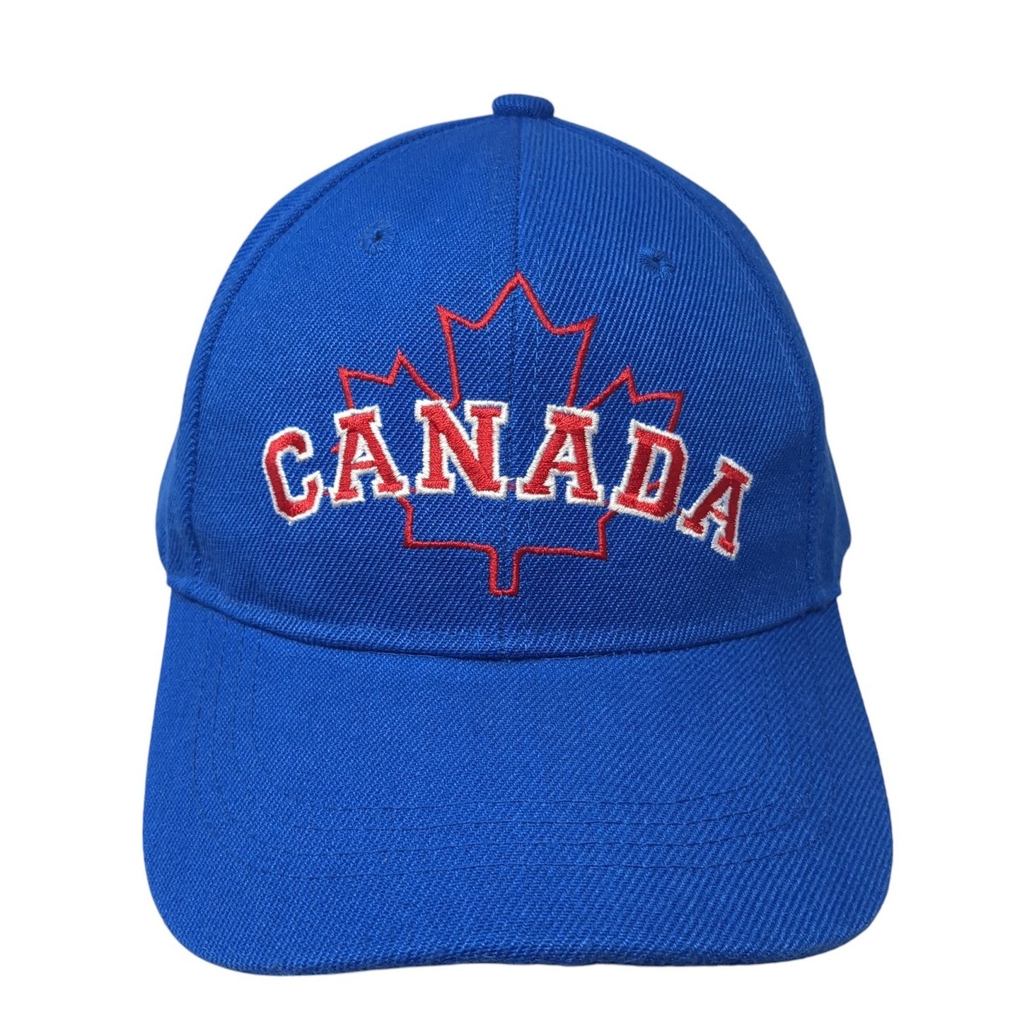 Canada Maple Leaf Strapback Hat Blue One Size Adjustable Embroidered