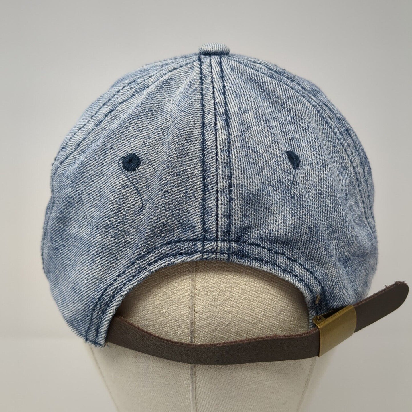 Unbranded Slideback Hat Blue One Size Solid Denim Leather Strap Blank