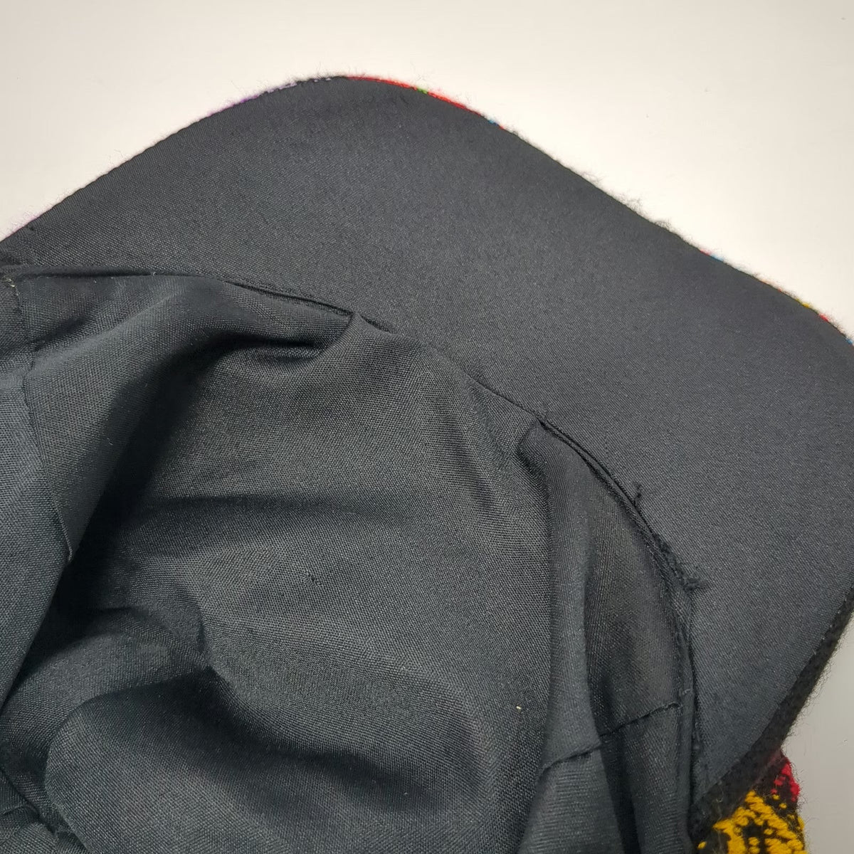 Black 5 Panel Machu Picchu Cusco Llama Woven Geometric Pattern Hat One Size