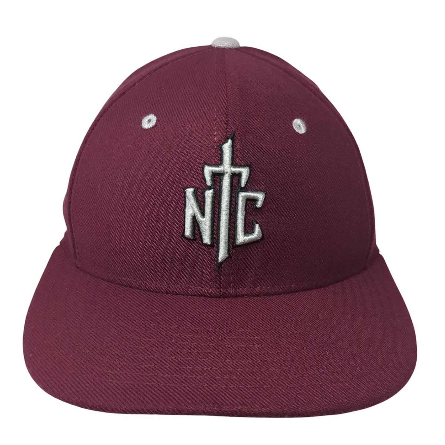 NTC Fitted Hat Red Medium Embroidered Logo Laser Cut Nike Tru Dri-Fit