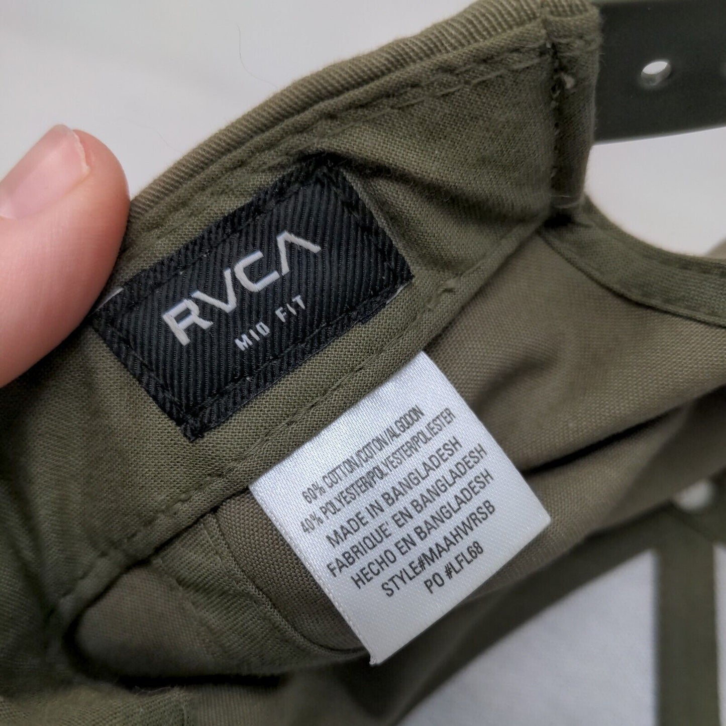RVCA Men's Snapback Hat Green Embroidered Logo Cotton Blend Adjustable