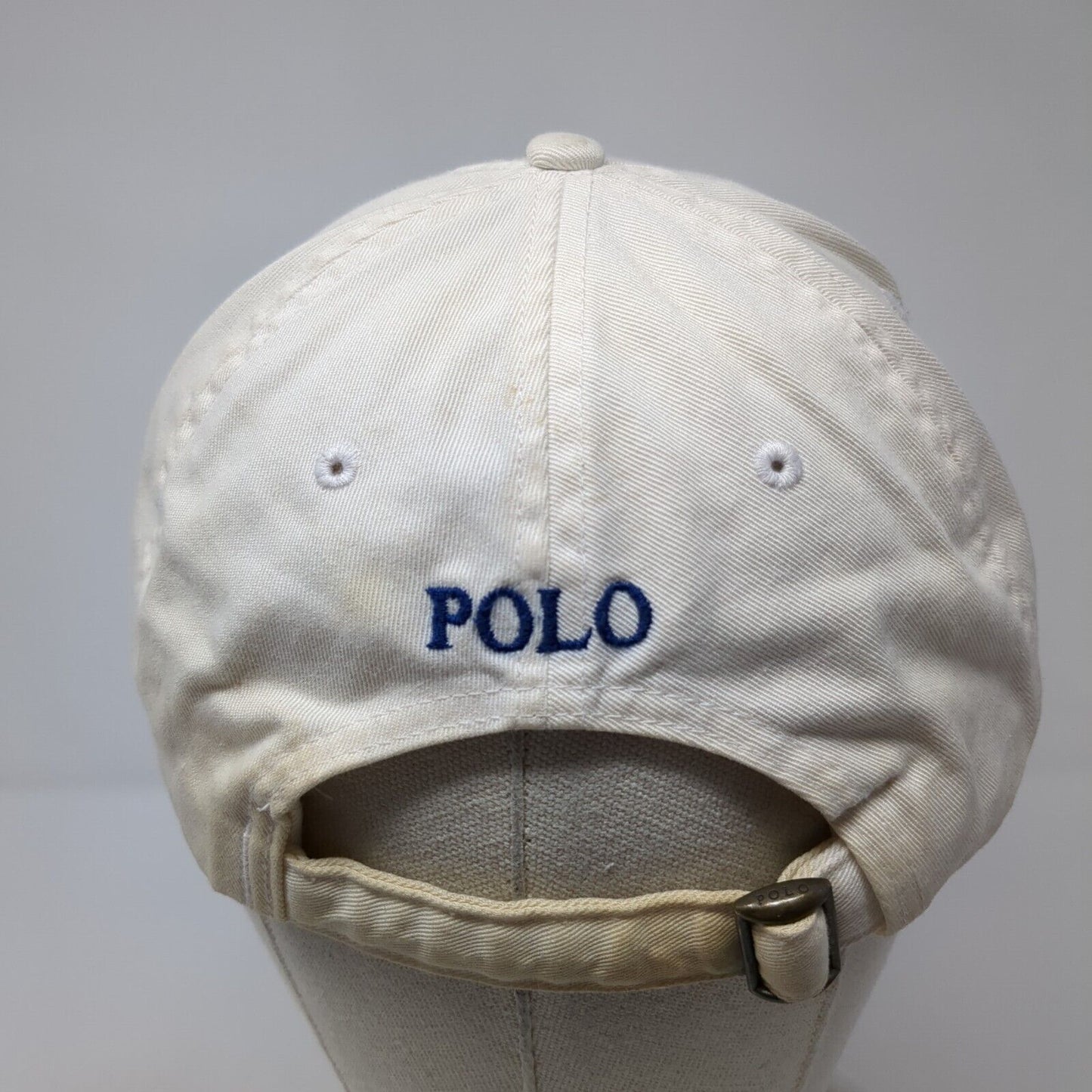 Polo Ralph Lauren Slideback Hat White OS Adjustable Embroidered Distressed