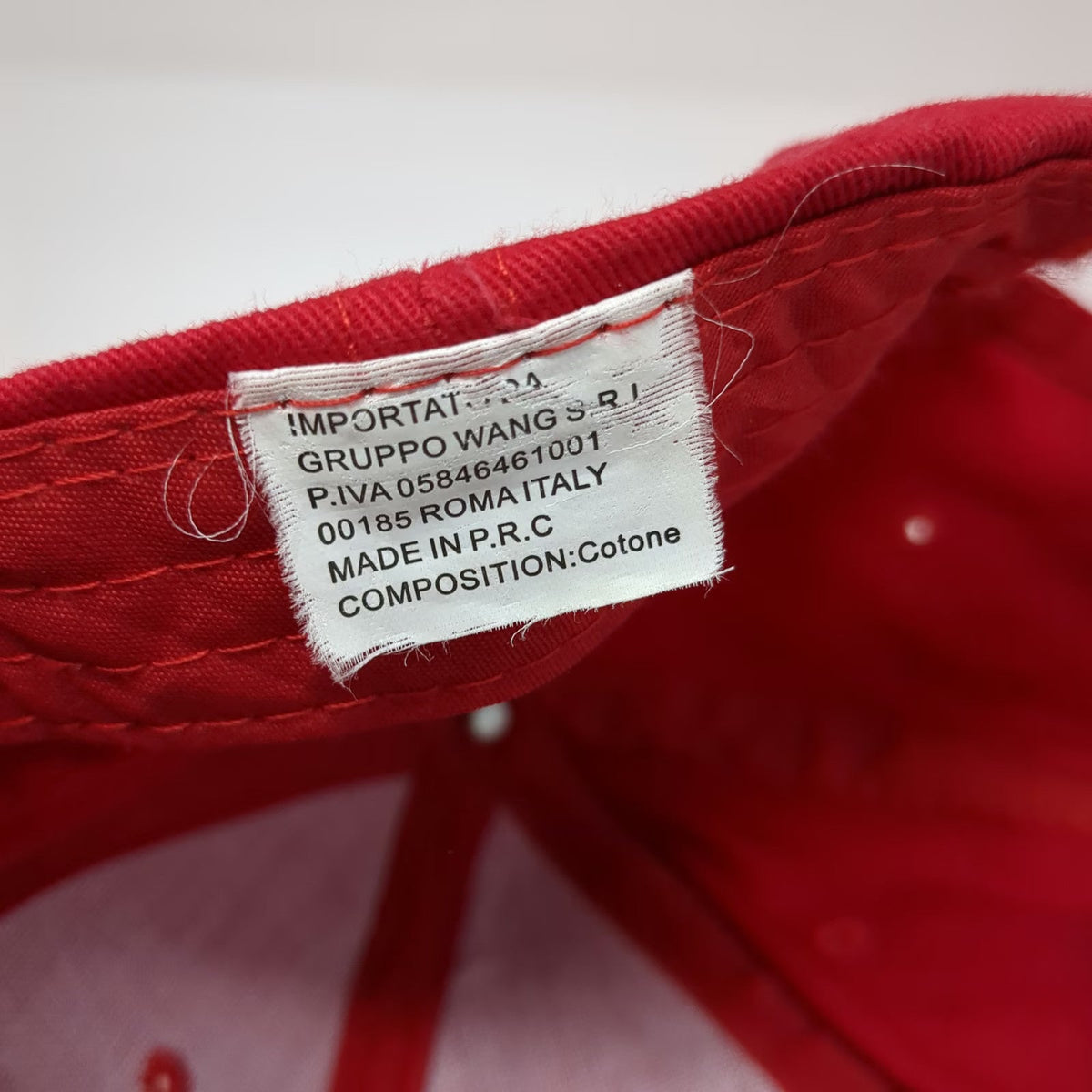 Gruppo Wang Baseball Cap Red One Size Italia Italy Flag Embroidered Hat Strap