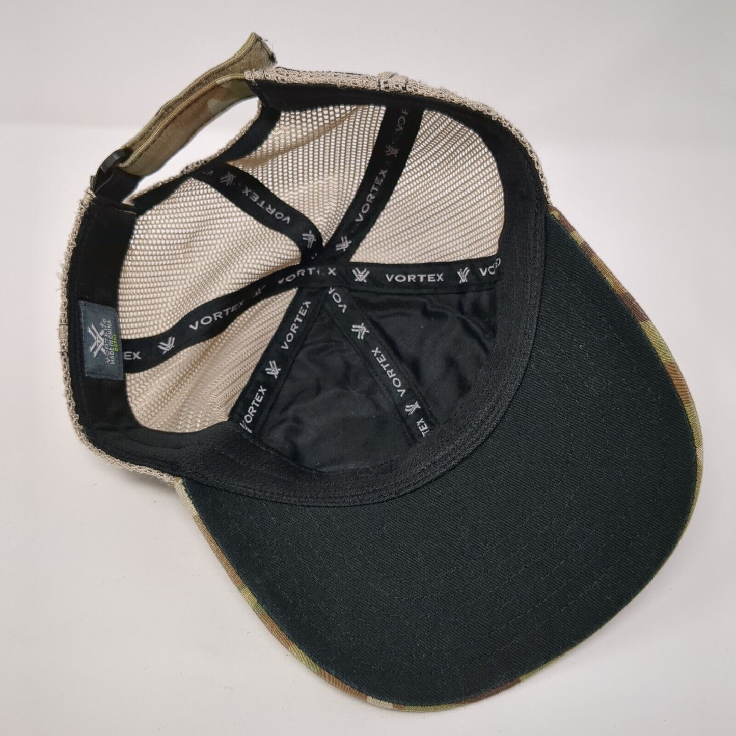 Vortex Strapback Hat Camouflage OS Adjustable Embroidered Mesh Back 6 Panel