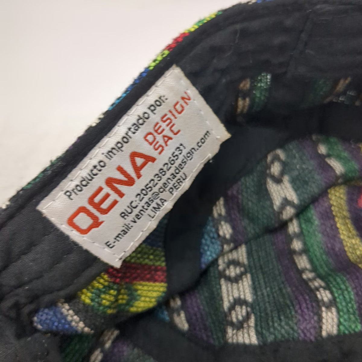 Qena Design Army Cap Green Multicolor One Size Woven Geometric Peru Patch Hat