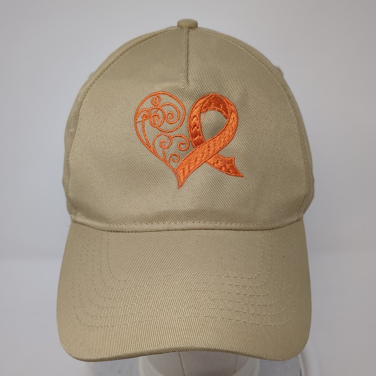 Orange Ribbon Heart Strapback Hat Brown One Size Embroidered Hit Wear