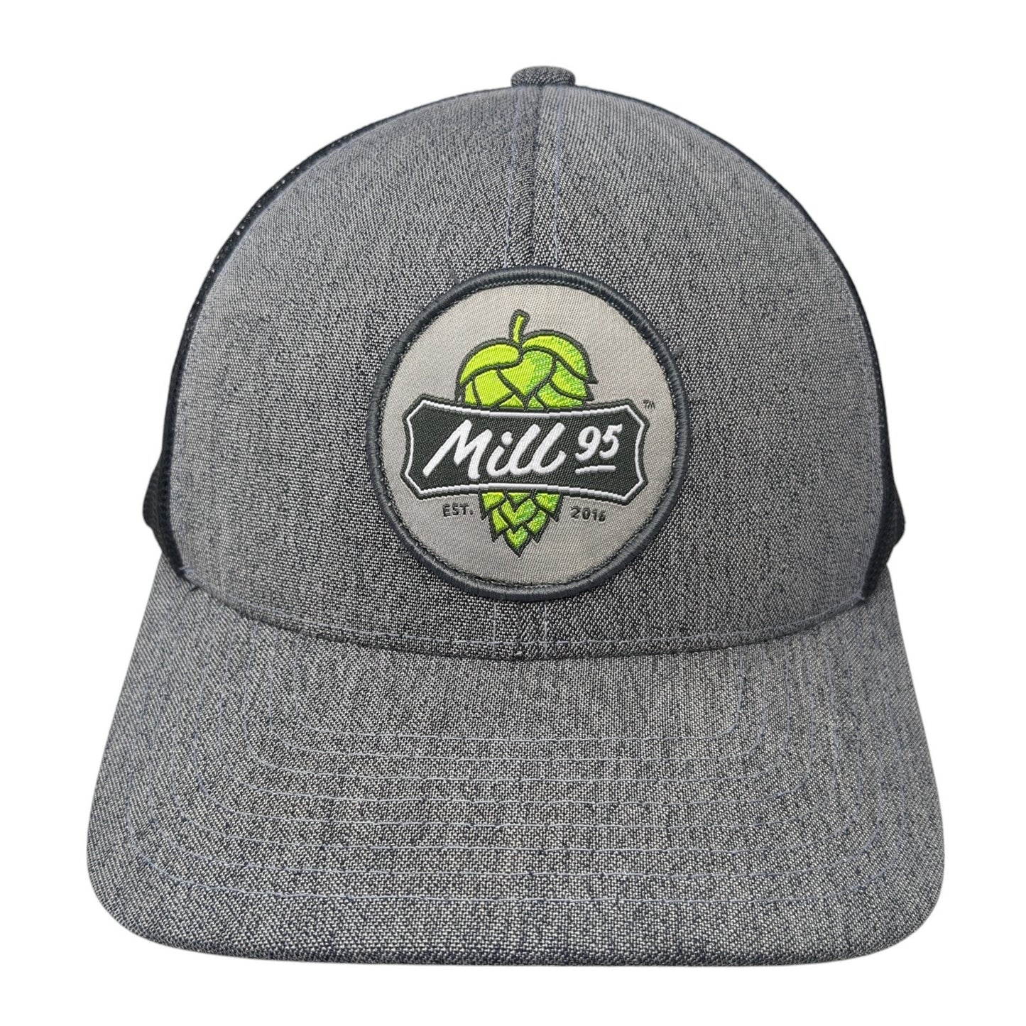 Mill 95 Patch Mesh Back Trucker Hat Gray One Size Pacific Headwear