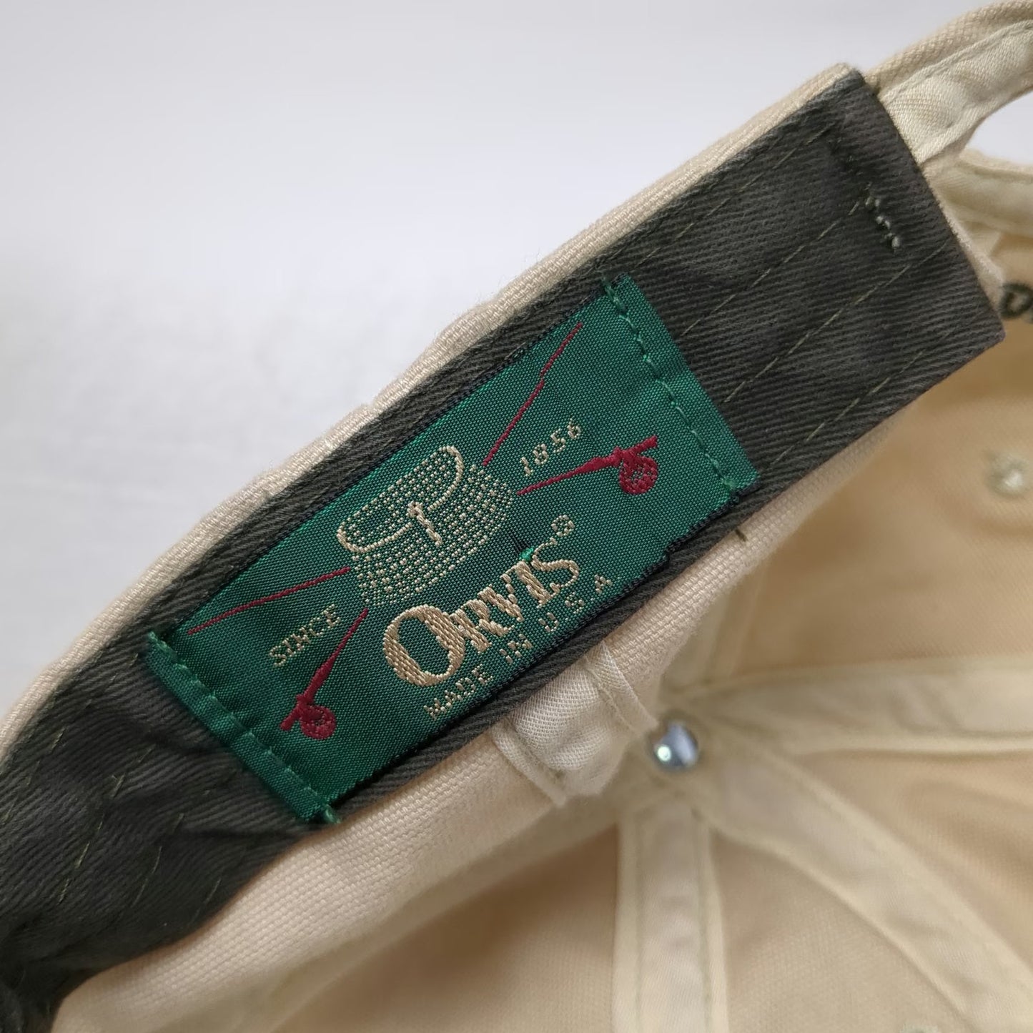 Orvis Baseball Cap Beige Vintage Sporting Traditions Embroidered Slideback Hat