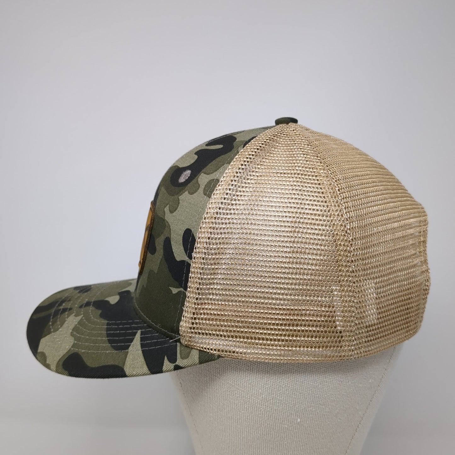 Hook Horn Leather Patch Snapback Trucker Hat Multi One Size Mesh Back