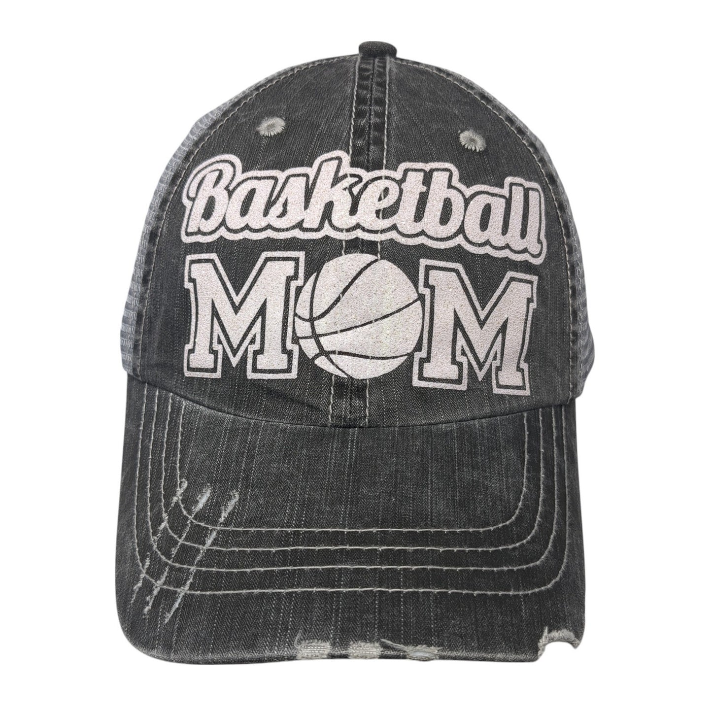 Basketball Mom Strapback Trucker Hat Gray One Size Mesh Back Adjustable