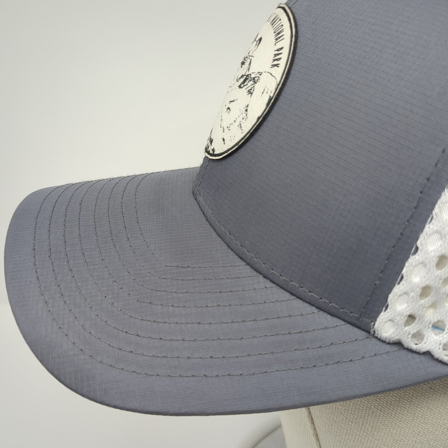 Lassen Volcanic National Park Snapback Trucker Hat Gray One Size Mesh Back