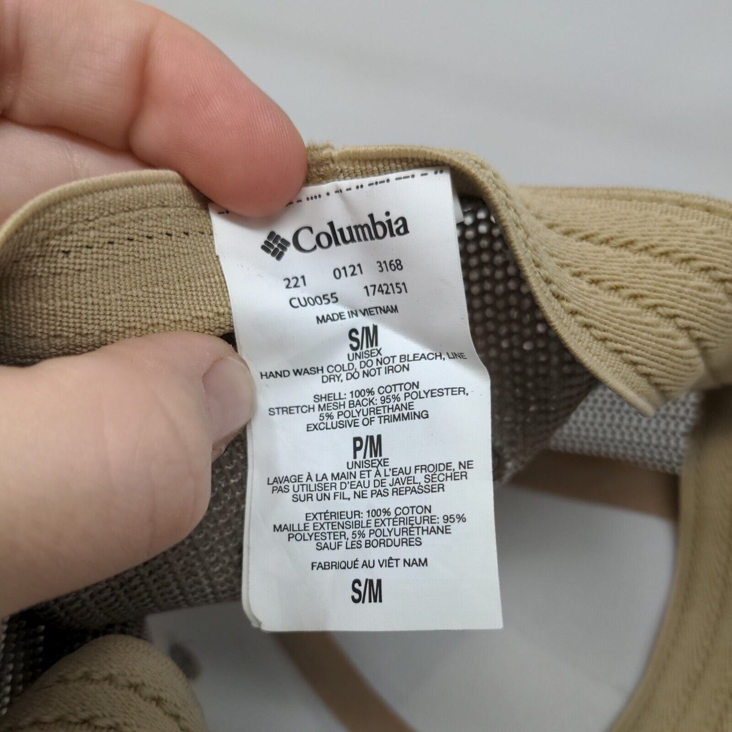 Columbia PHG Game Flag Fitted Mesh Back Trucker Hat Tan S/M 6 Panel