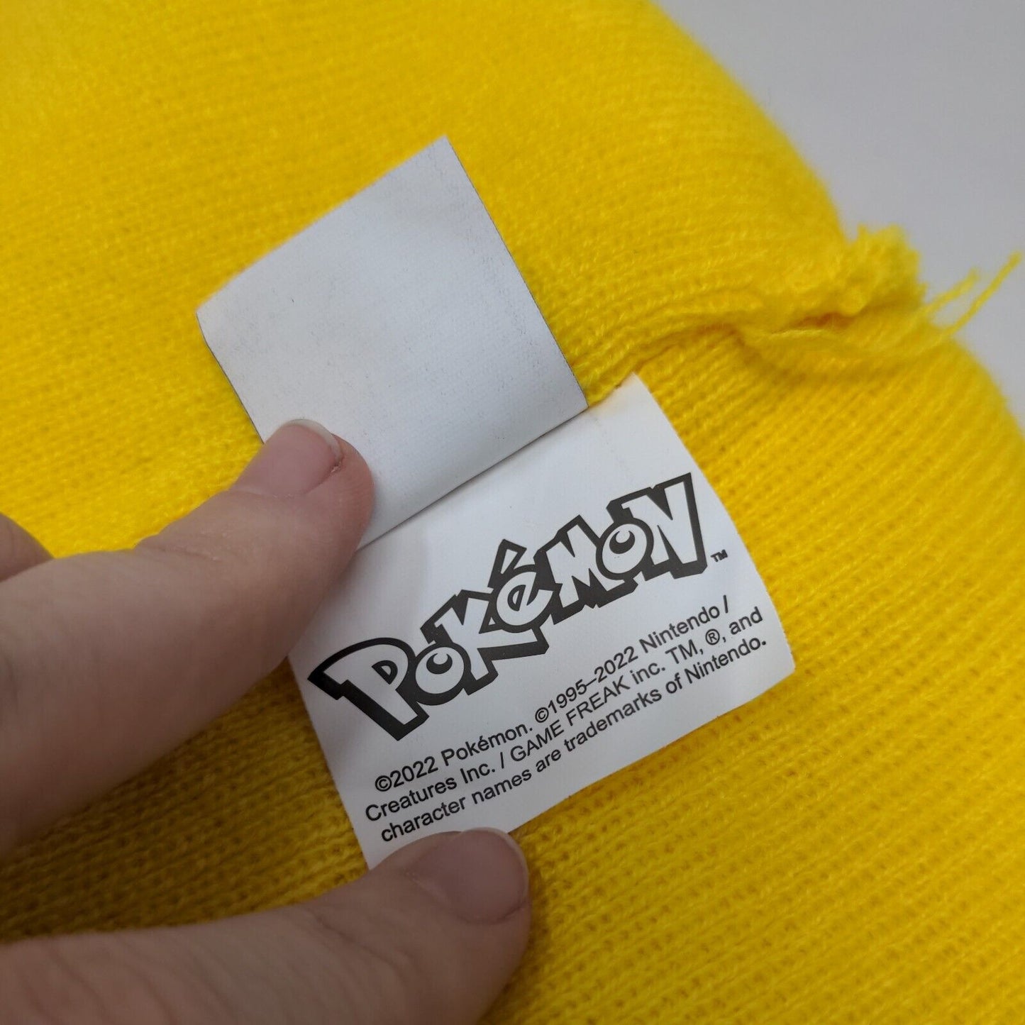 Pokemon Pikachu Youth Cuffed Beanie Hat Yellow OSFM Knit Stretch Ear Embroidered