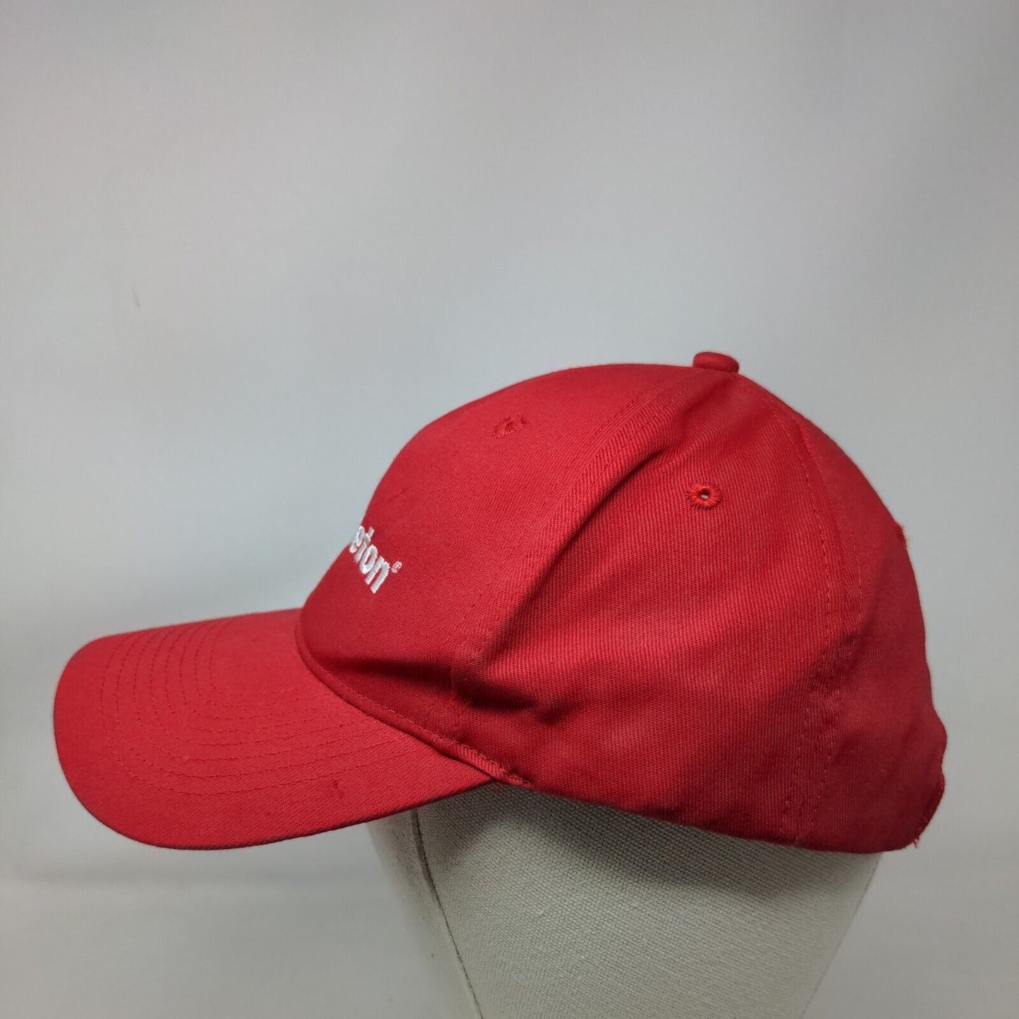 Appleton Strapback Hat Red OSFA Adjustable Embroidered Vented Holes 6 Panel KC