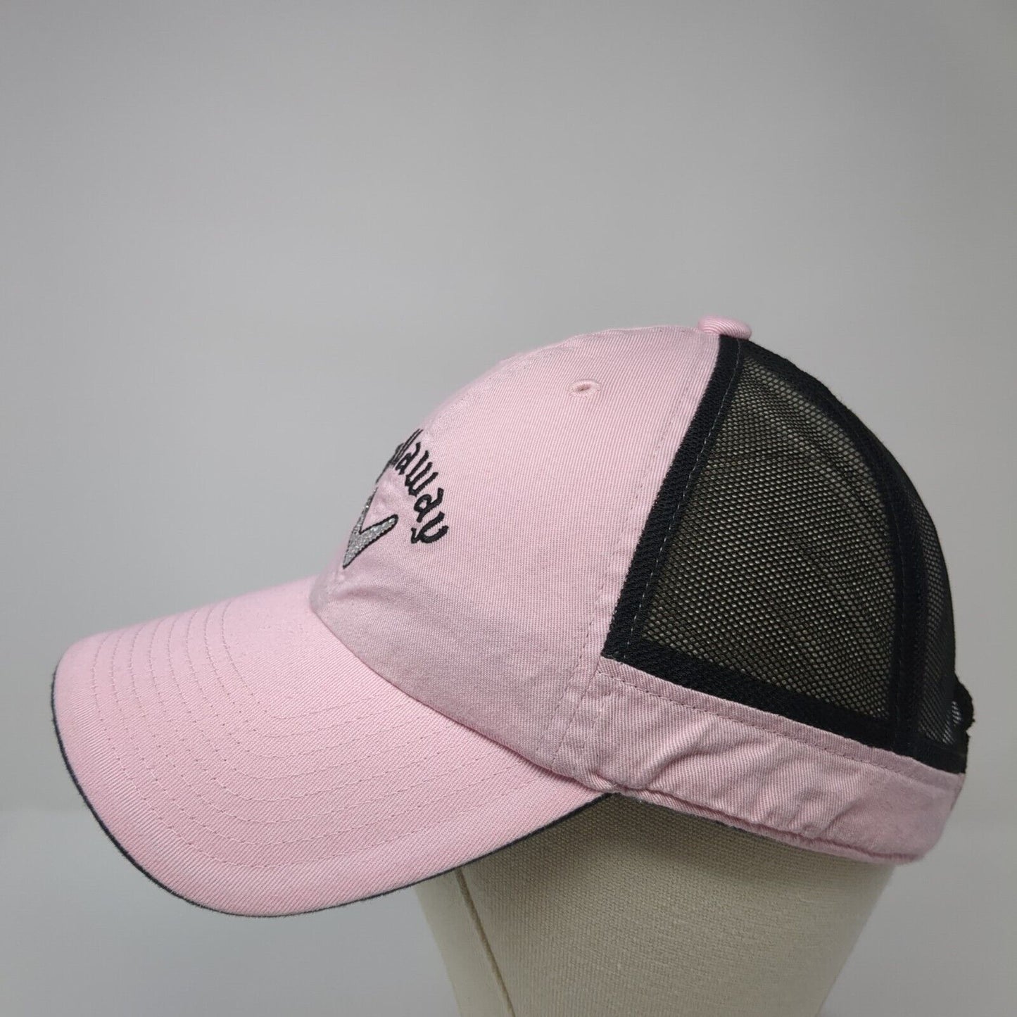 Callaway Golf Strapback Mesh Back Trucker Hat Pink One Size Rhinestone