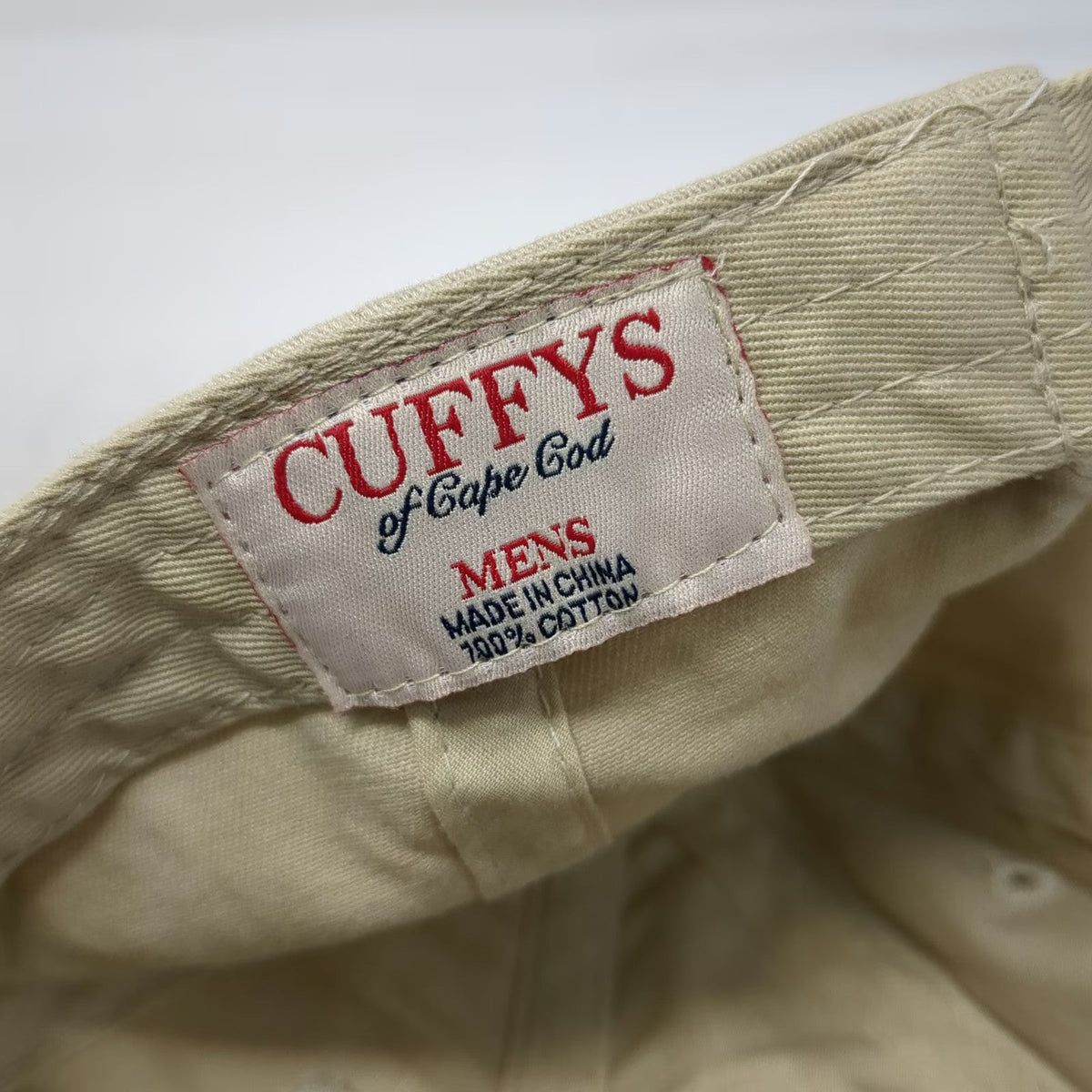 Cuffys Cape Cod Baseball Cap Beige One Size Adjustable Slideback Hat Embroidered