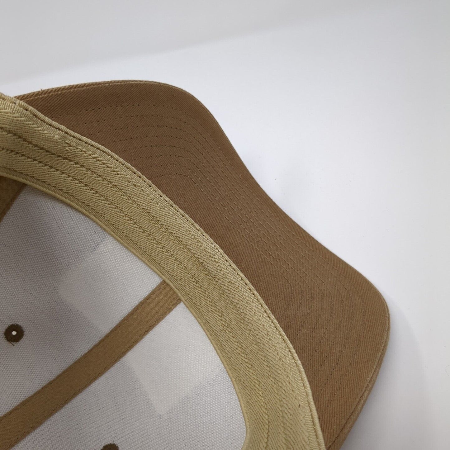 Columbia Tree Flag Fitted Trucker Hat Tan OS Embroidered Patriotic Mesh Flexfit