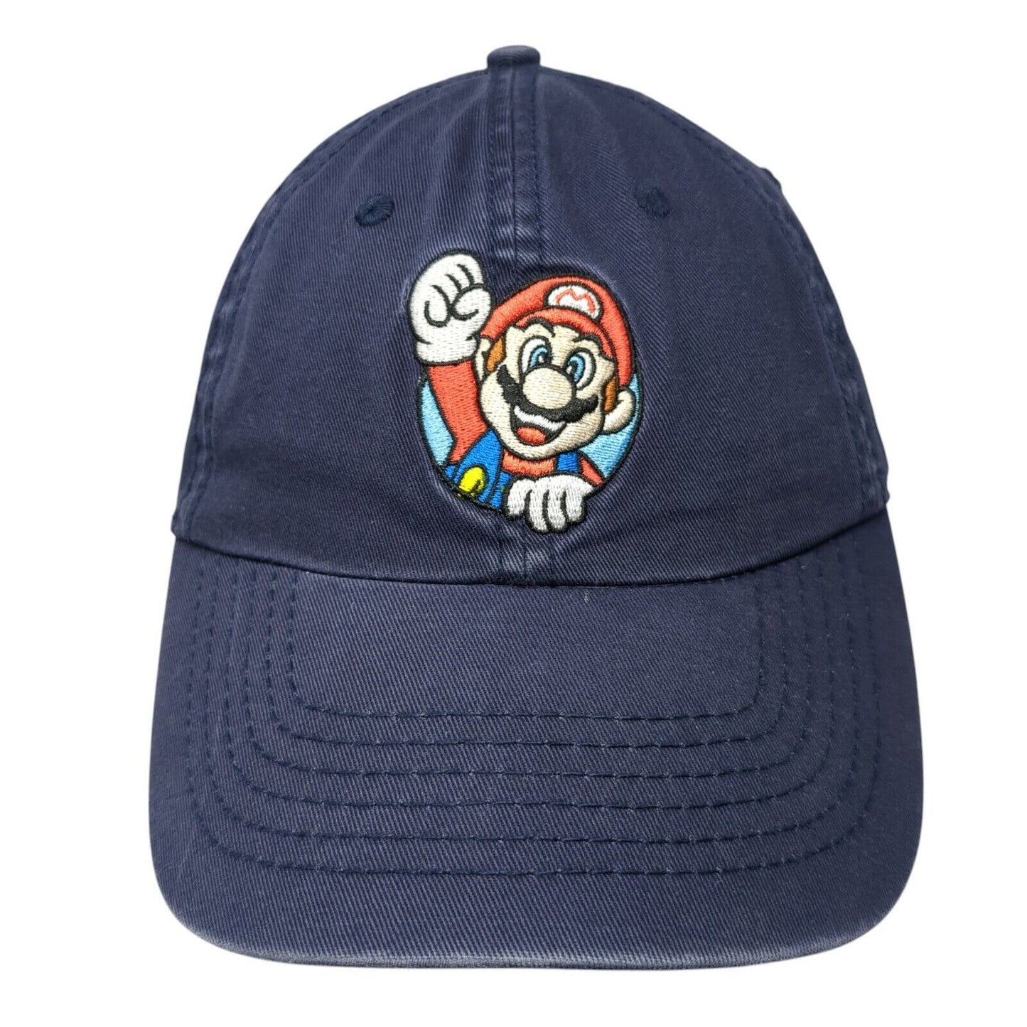 Super Mario Slideback Hat Blue One Size Solid Embroidered Nintendo