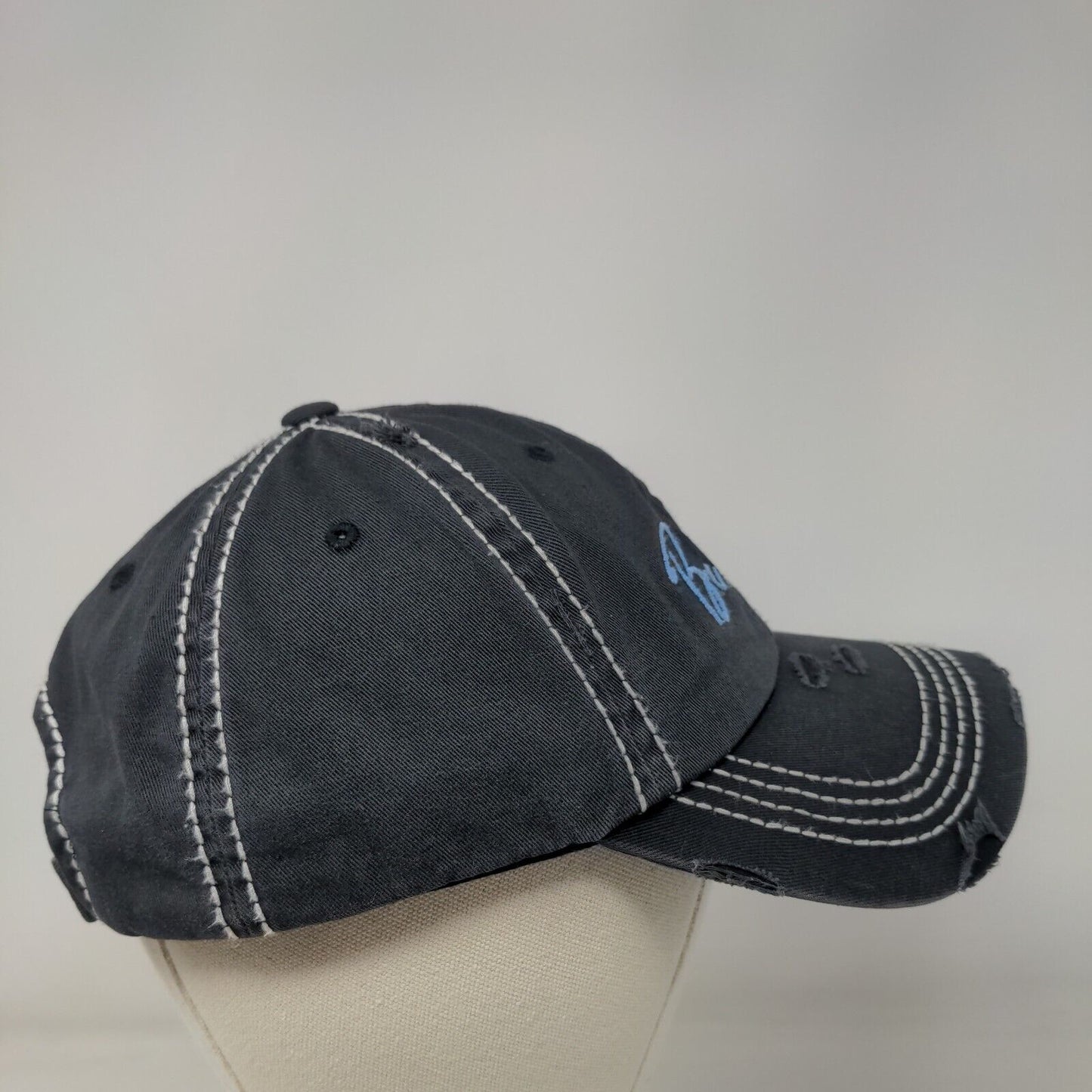Be Kind Strapback Hat Blue One Size Embroidered 6 Panel Distressed