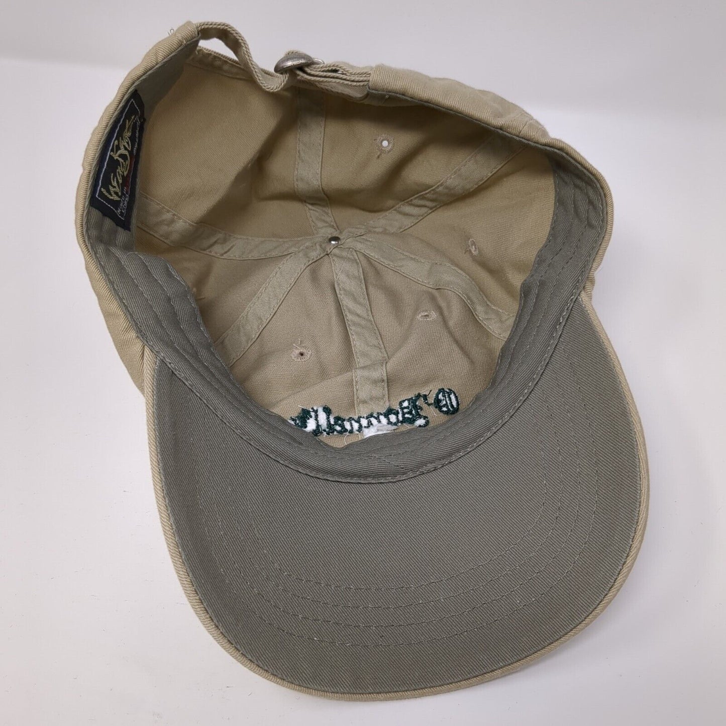 O’Donnell’s Pub Slideback Hat Tan One Size Adjustable Embroidered Headshots