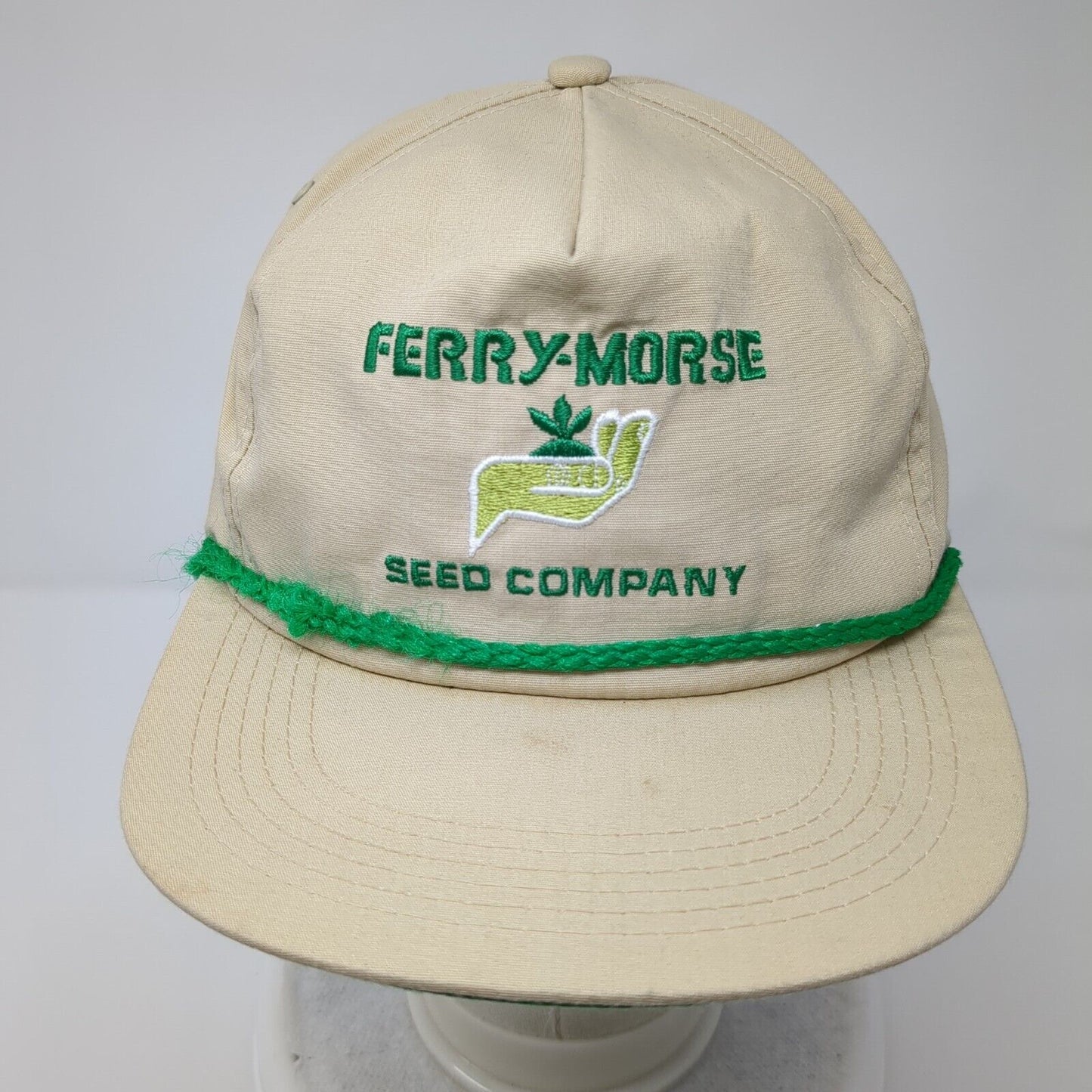 Ferry-Morse Seed Company Snapback Rope Hat Tan OSFA Solid Embroidered