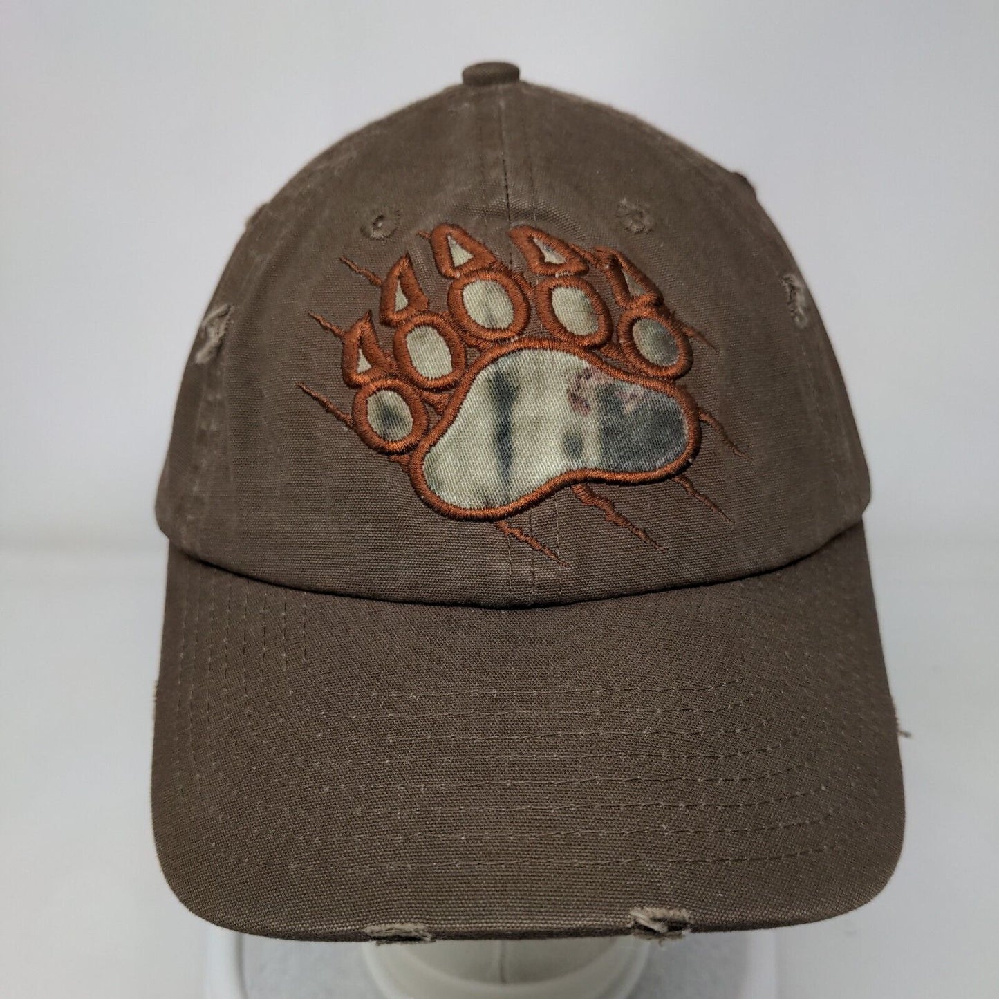 Bear Paw Slideback Hat Brown One Size Adjustable Distressed Buffalo Outdoors