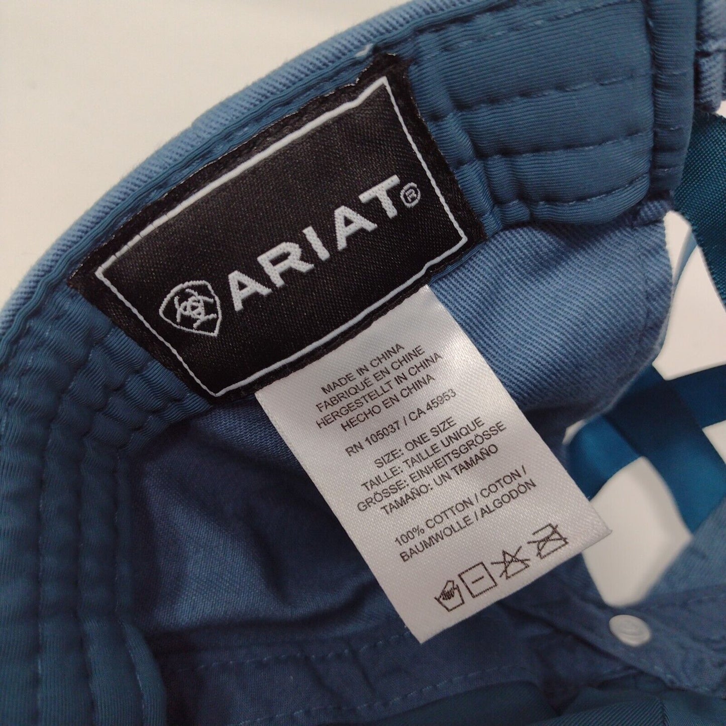 Ariat Criss Cross Strapback Hat Blue OSFA Embroidered Stretch 6 Panel Cotton