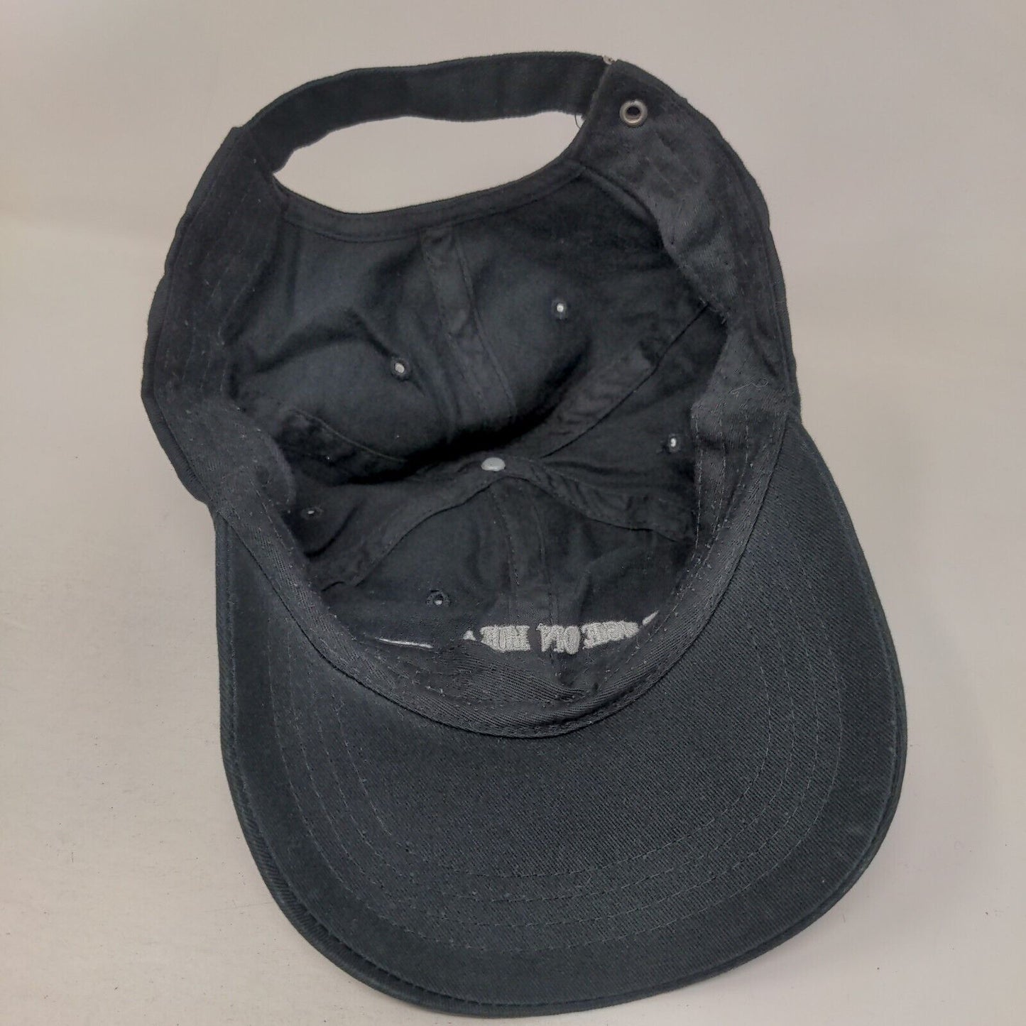 For Use On Head Only Slideback Hat Black One Size Embroidered 6 Panel