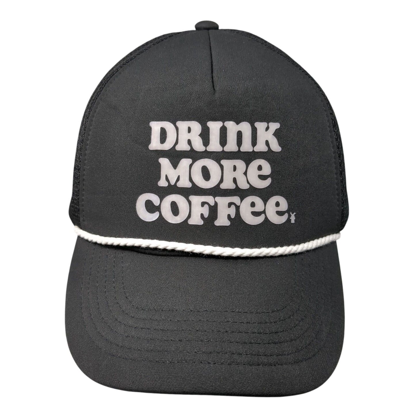 Drink More Coffee Snapack Rope Trucker Hat Black One Size Mesh Back
