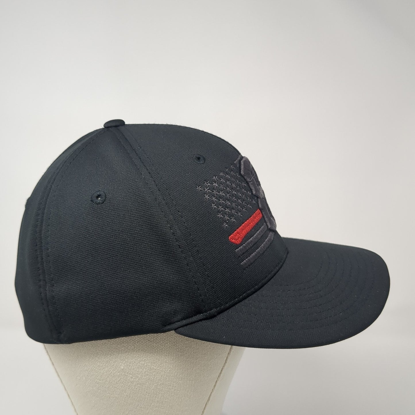 Firefighters American Flag #8 Fitted Baseball Cap Black M Patriotic Richardson