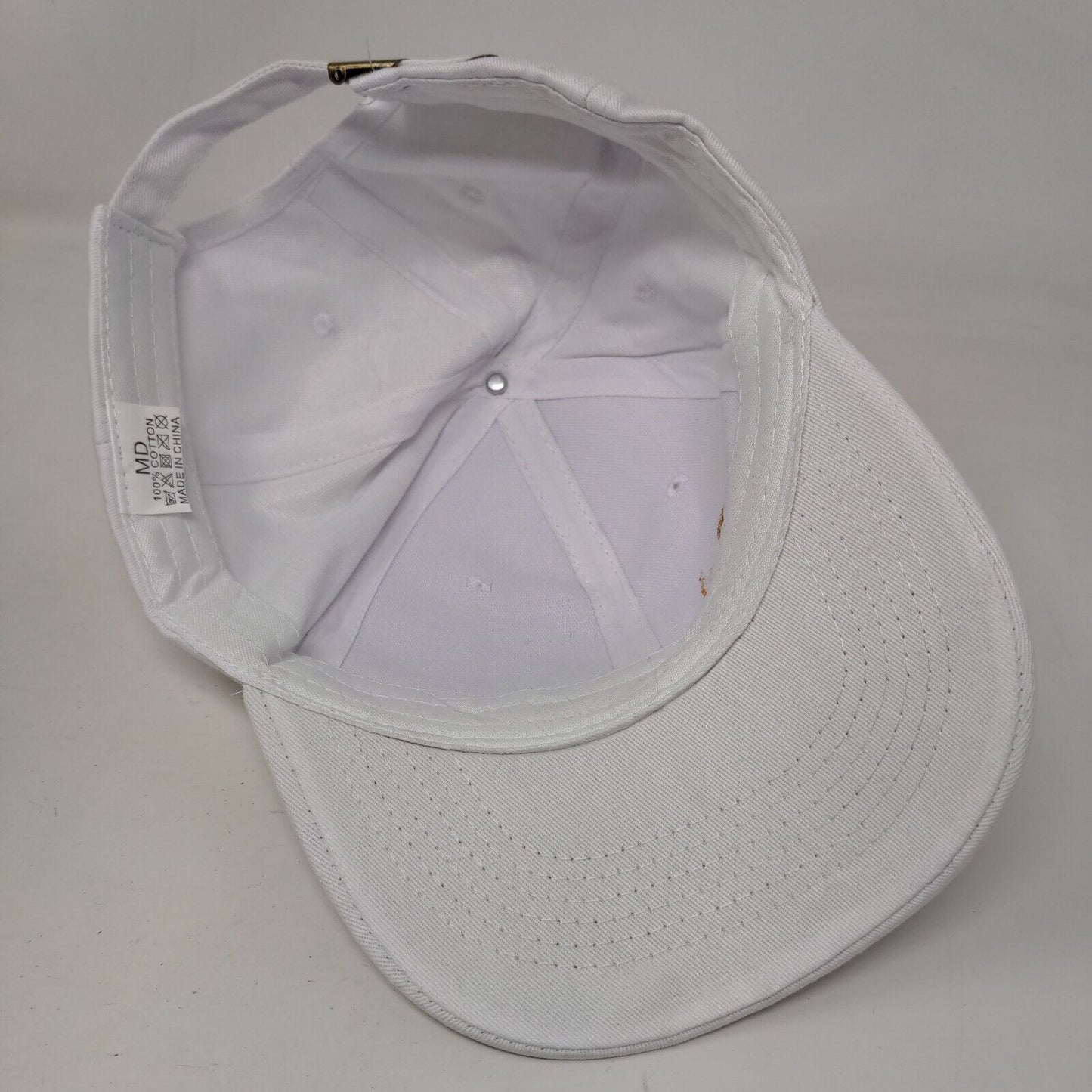 Bee Slideback Hat White Medium Adjustable Embroidered Vented Holes 6 Panel