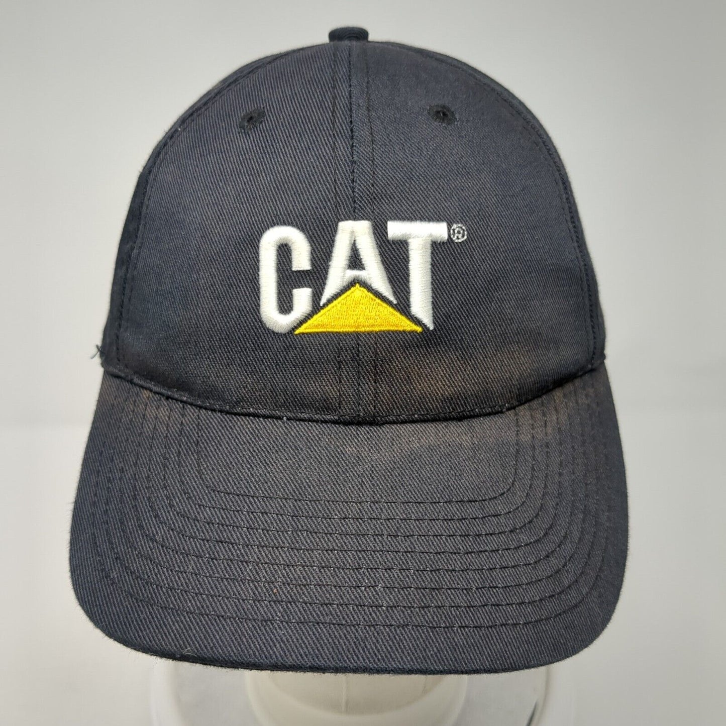 CAT Slideback Hat Black One Size Adjustable Embroidered Vented Holes 6 Panel