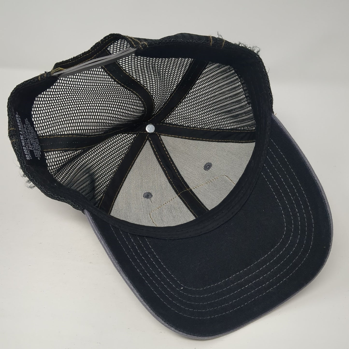 So God Made A Farmer Ridin' The Ruts At Double Speed Trucker Hat Gray OS Mesh