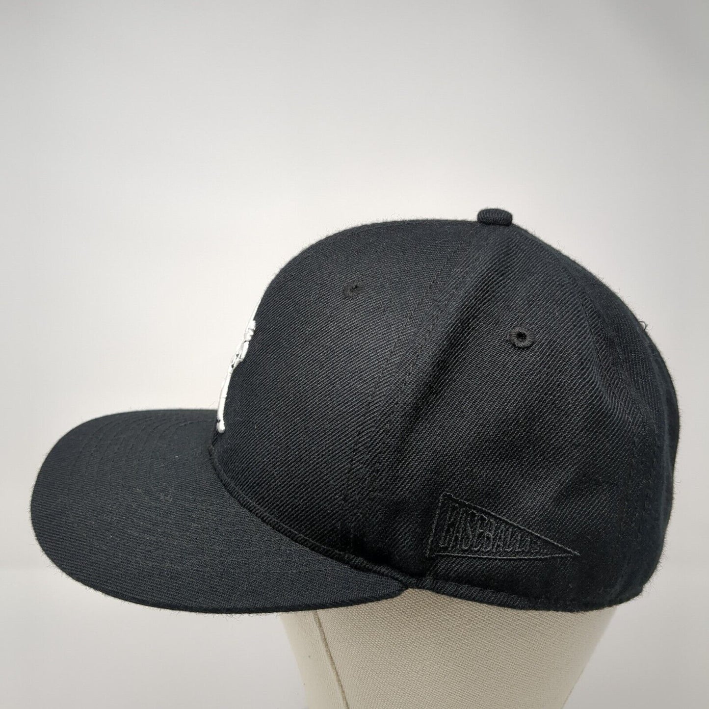 Baseballism Fitted Hat Black 7 1/2 Embroidered Logo Solid 6 Panel