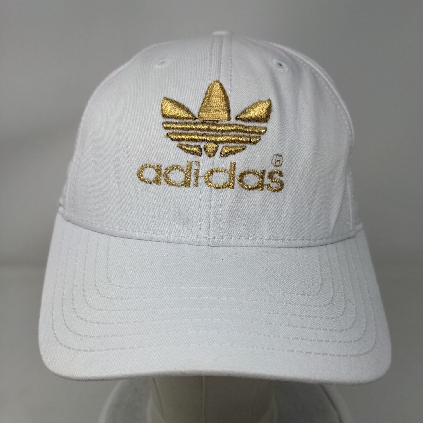 Adidas Gold Trefoil Slideback Hat White OSFM Embroidered Newhattan